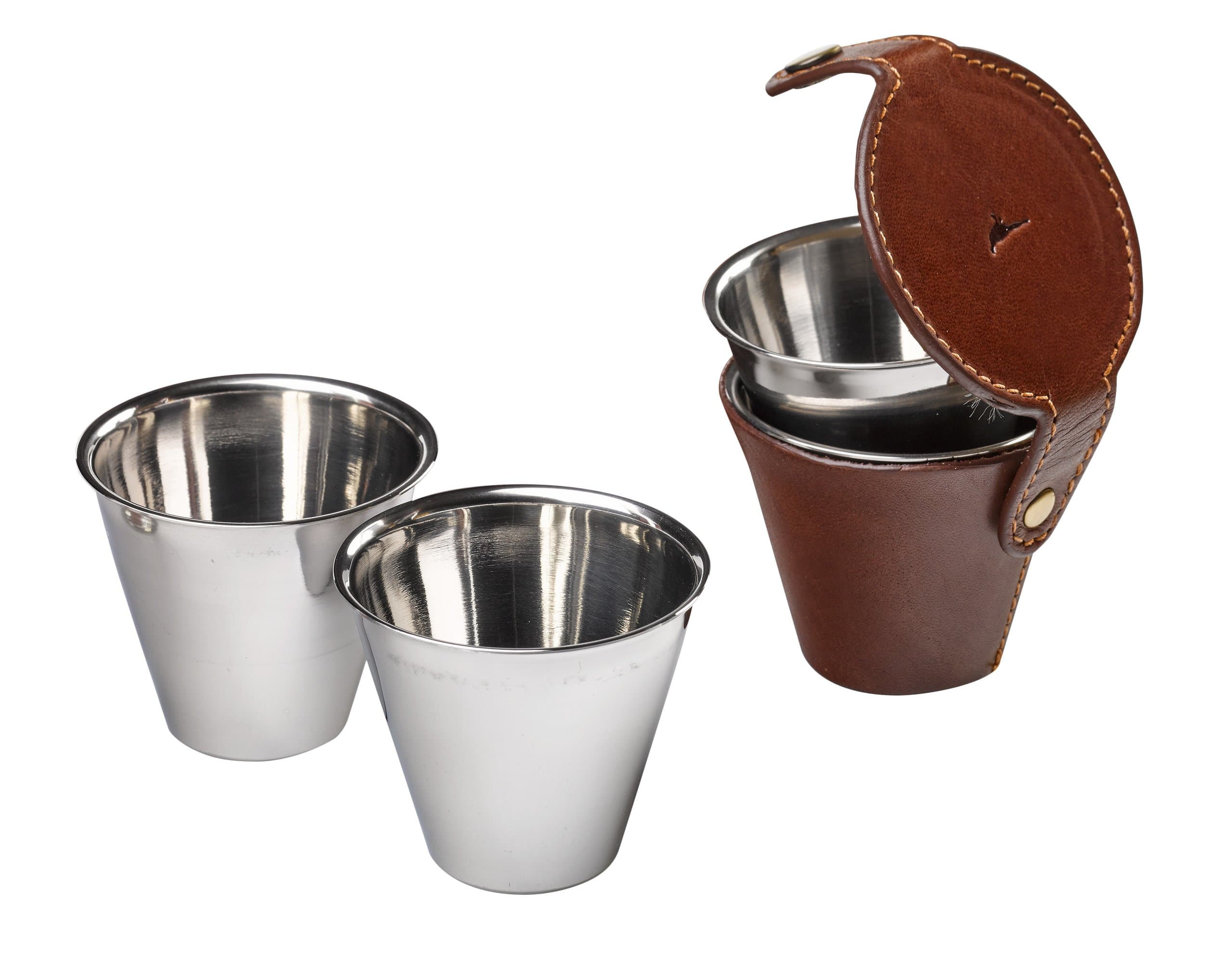 Laksen Lederetui mit 4 Bechern