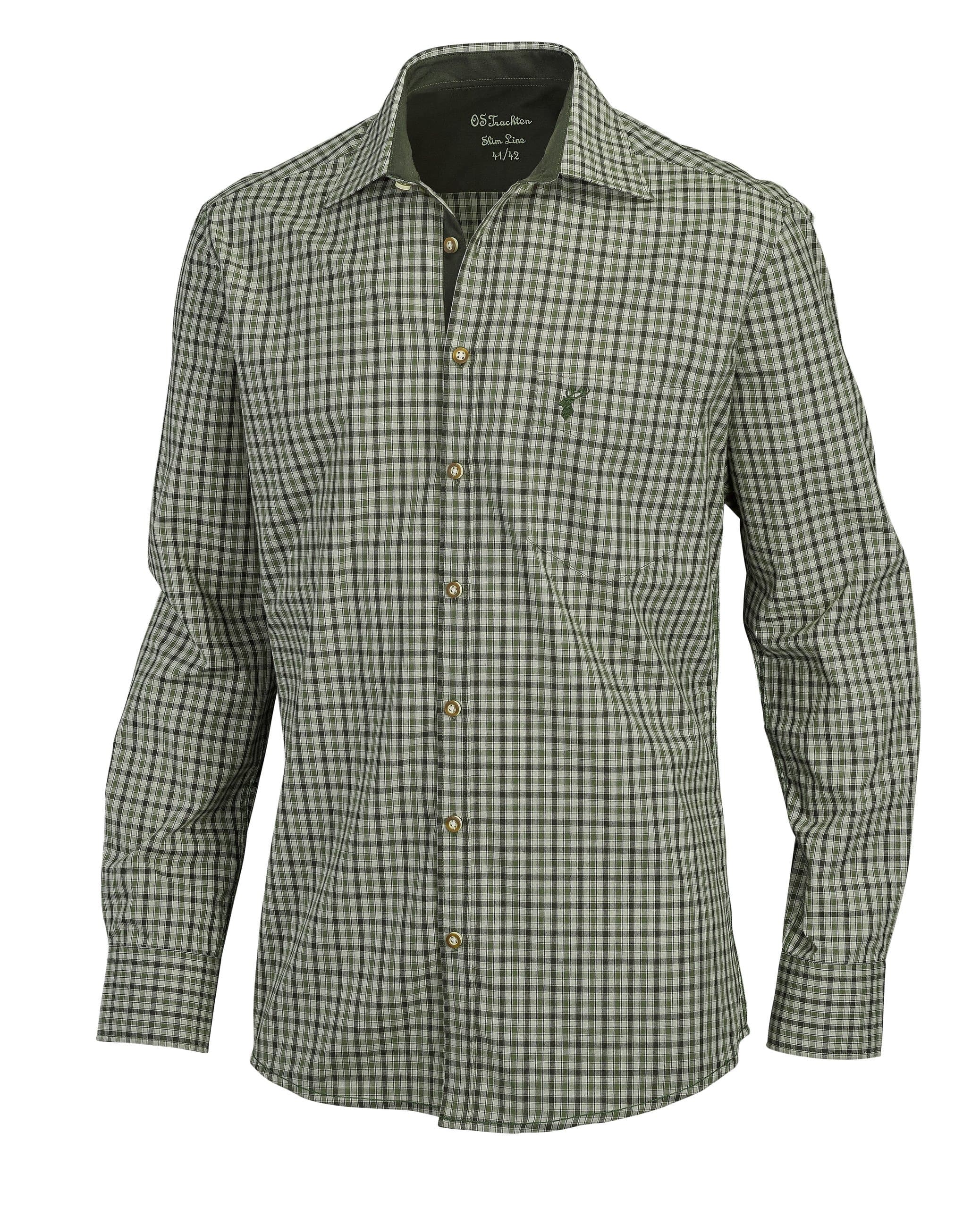 OS-Trachten Herren-Langarmhemd, Slim Fit