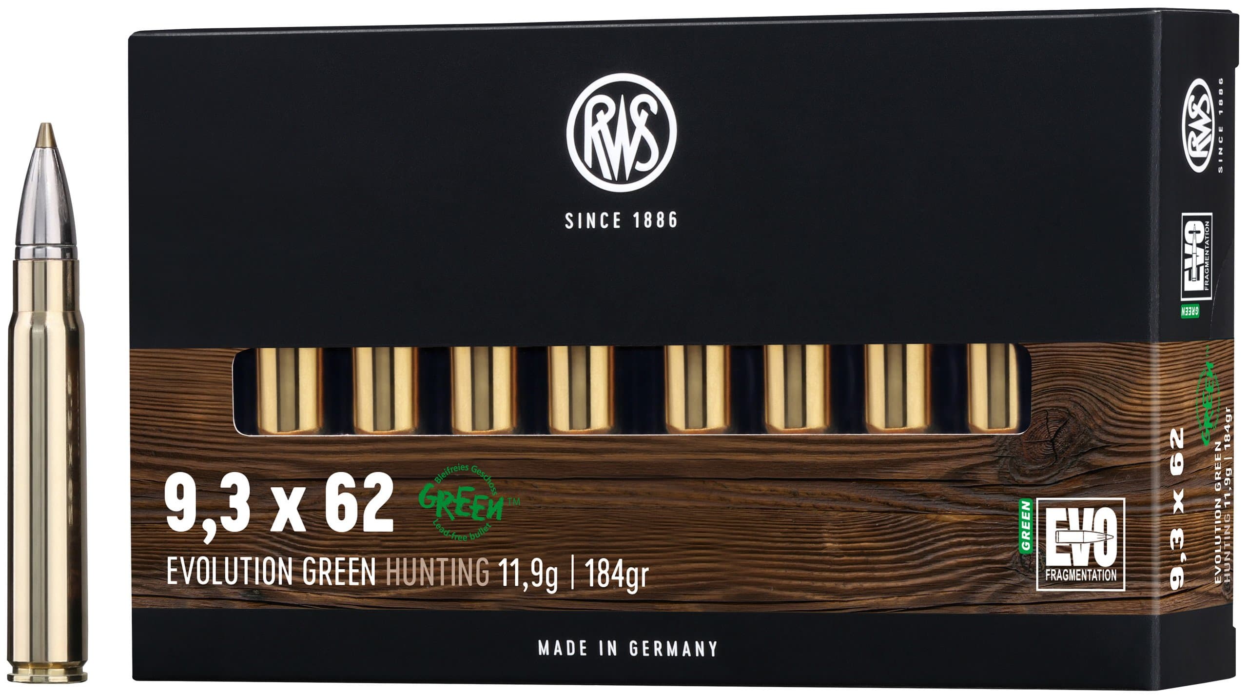 RWS Büchsenpatronen Evolution Green 9,3x62