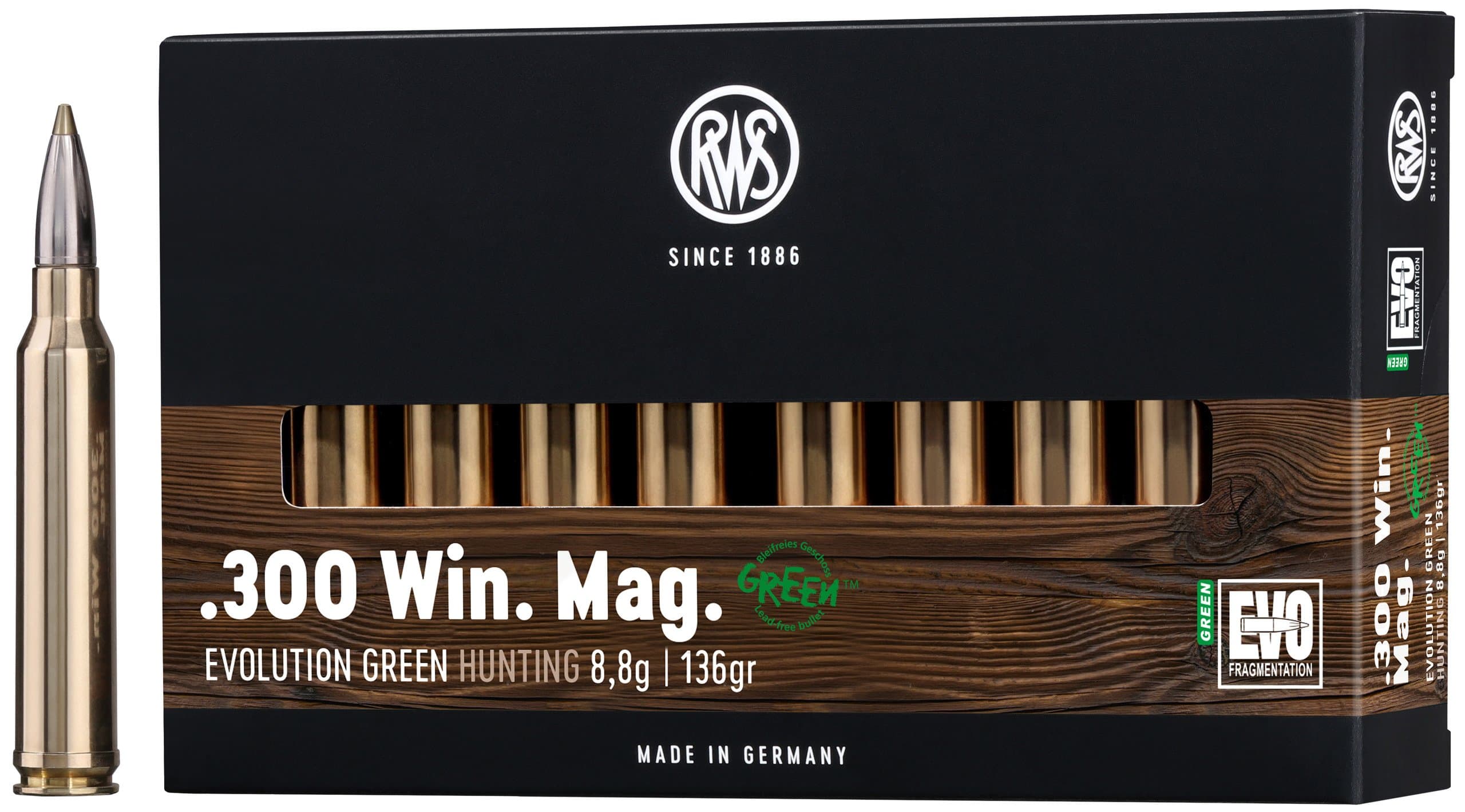 RWS Büchsenpatronen Evolution Green .300 Win. Mag.