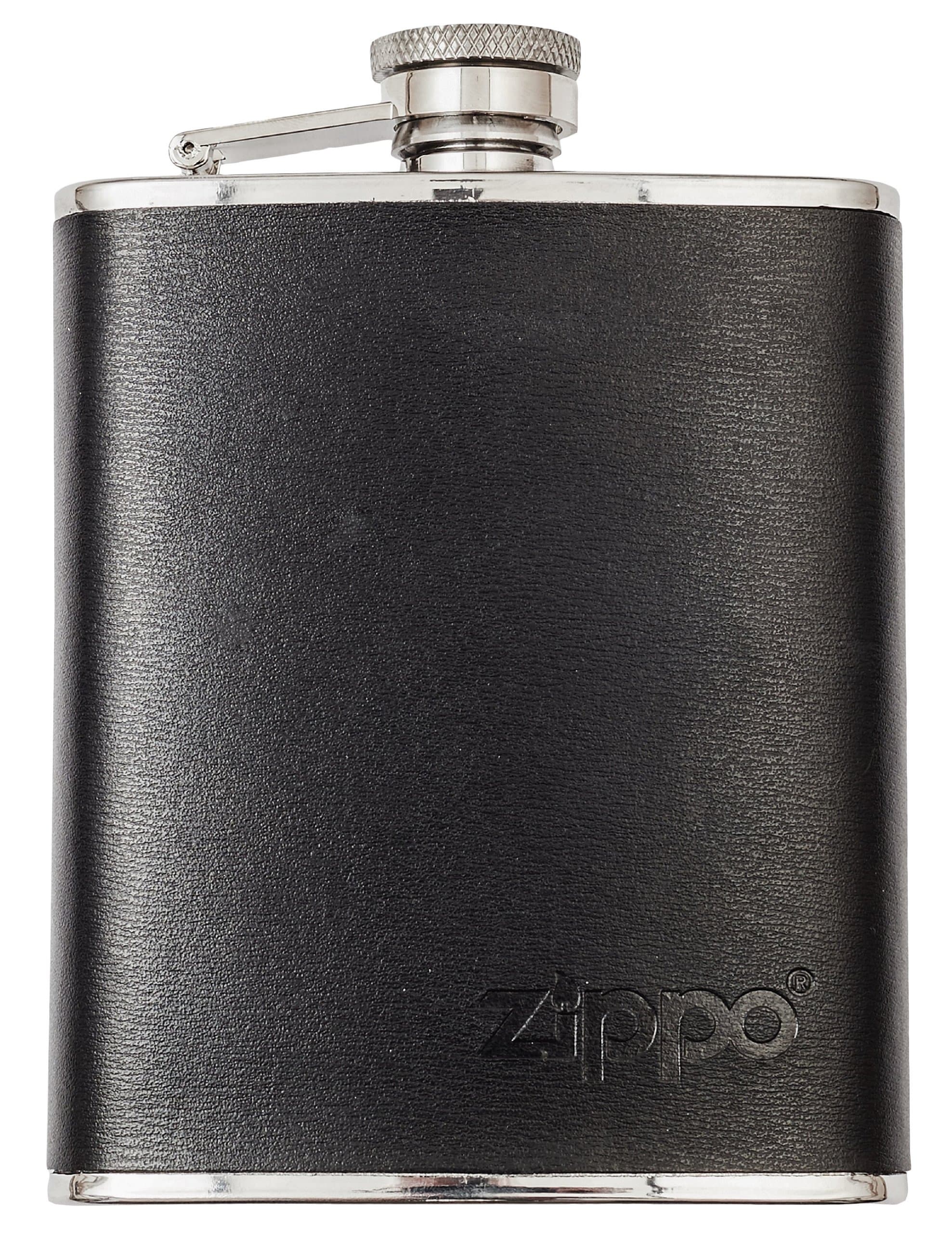 Zippo Flachmann Edelstahl mit Lederbezug 175 ml