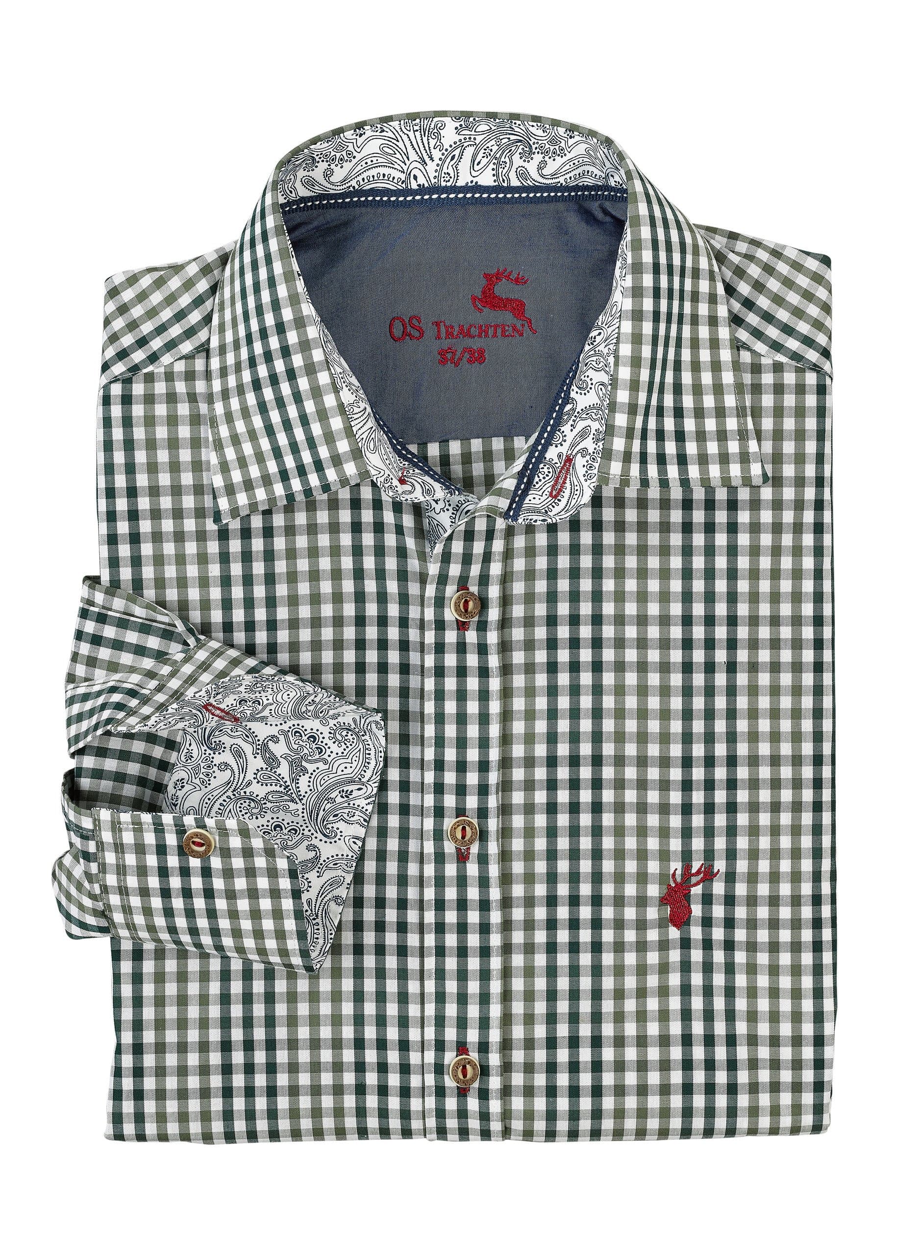 OS-Trachten Herren-Langarmhemd, Slim Fit