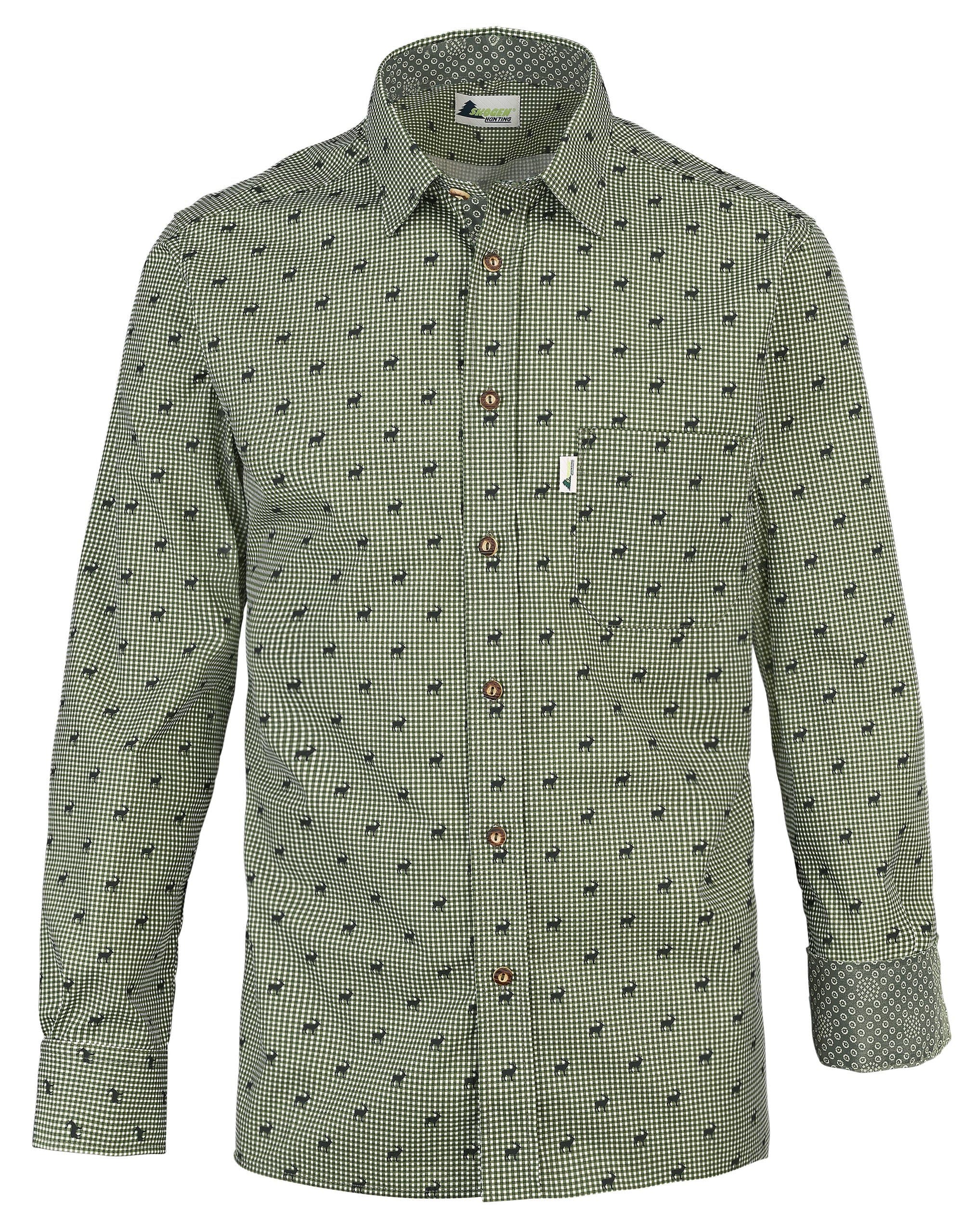 Skogen Herren-Langarmhemd Hirsch