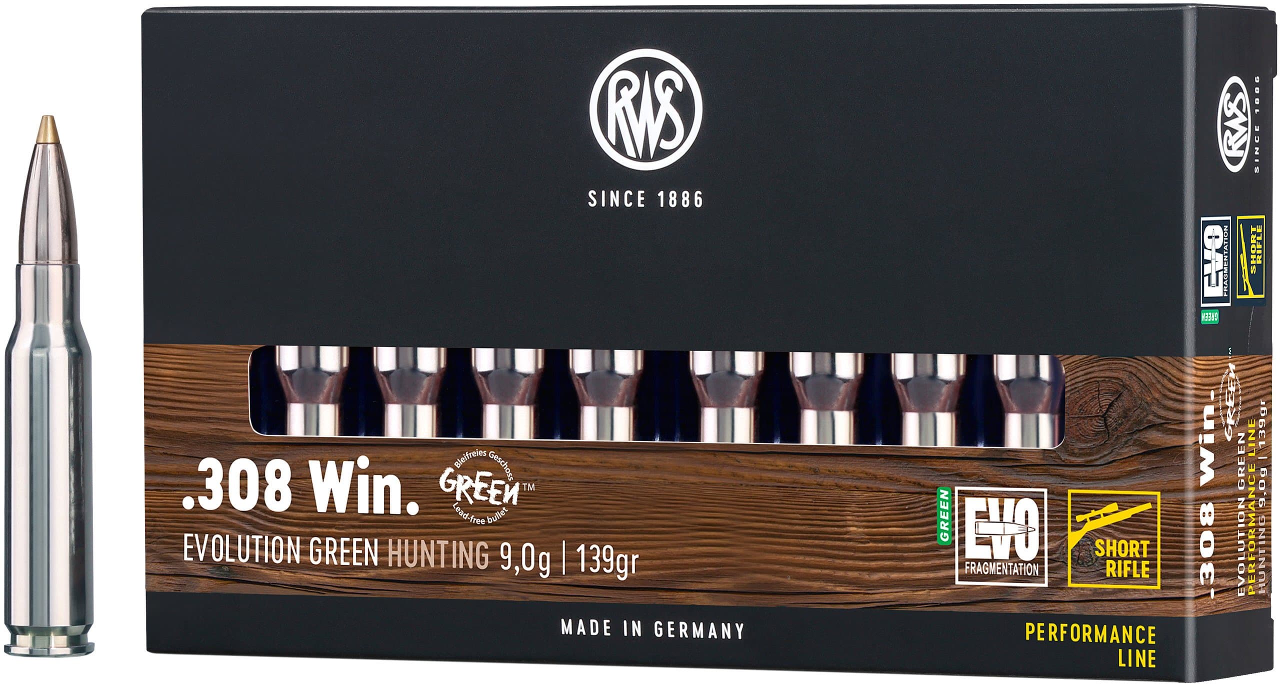 RWS Büchsenpatronen Evolution Green Short Rifle .308 Win.