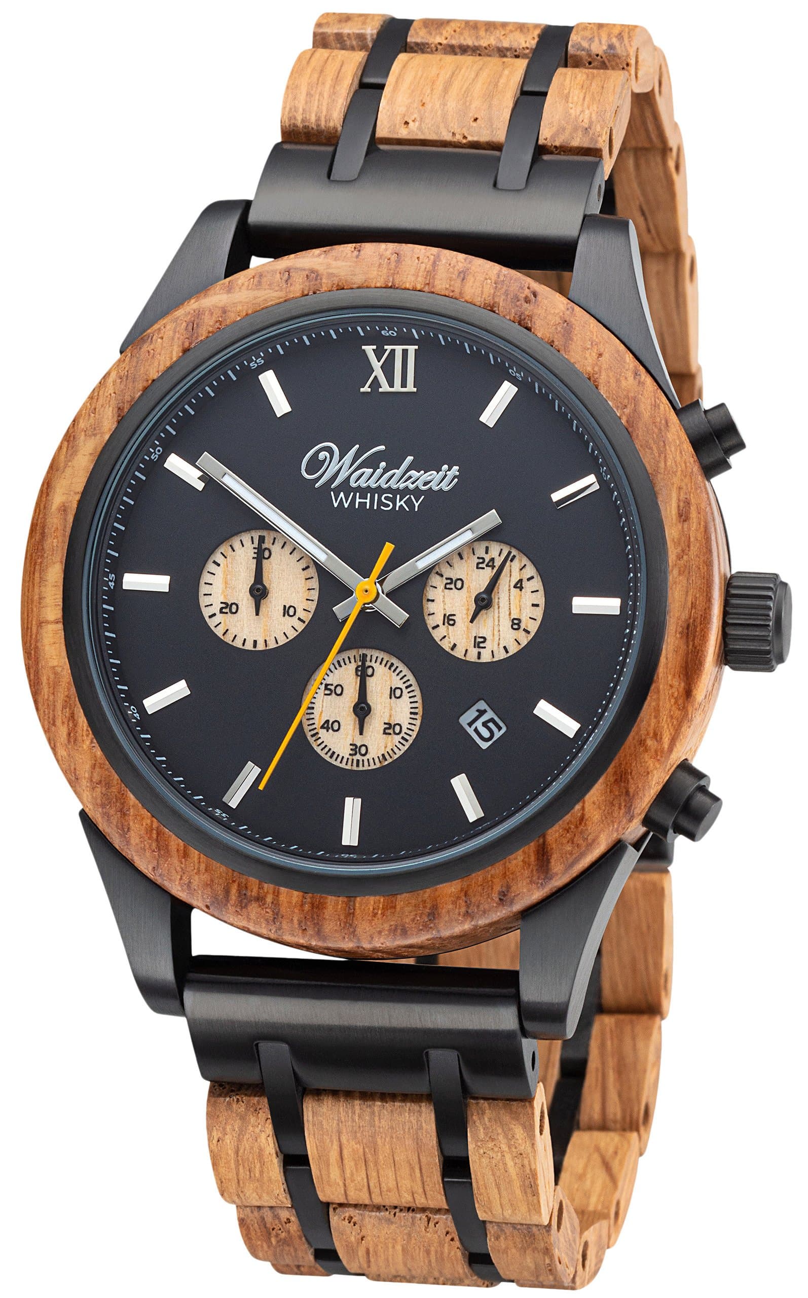 Waidzeit Chronograph Whisky Scotts mit Holzarmband