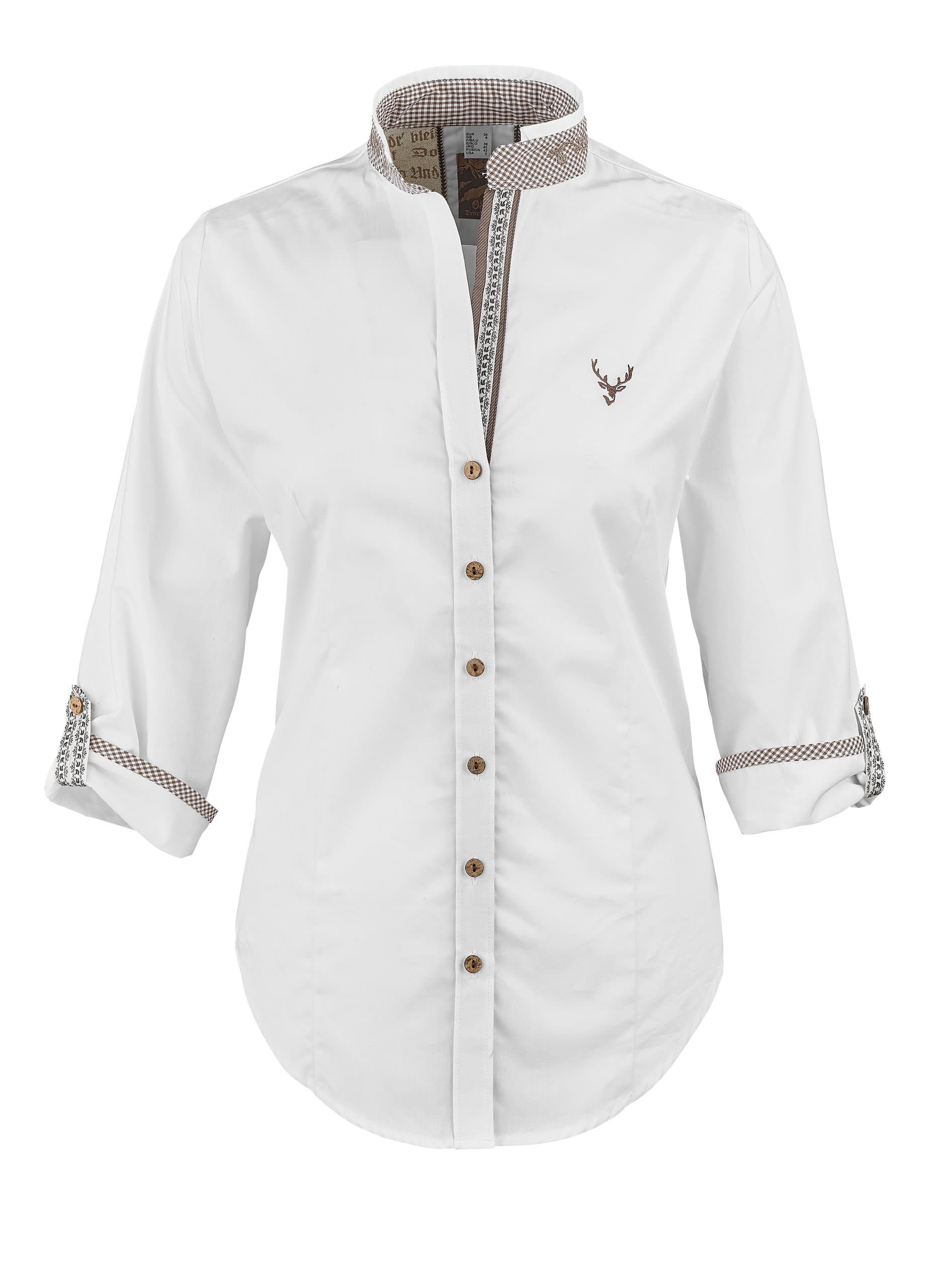 OS-Trachten Langarmbluse Stehkragen